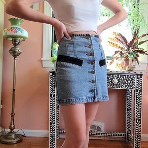 Vintage Denim and Suede Skirt